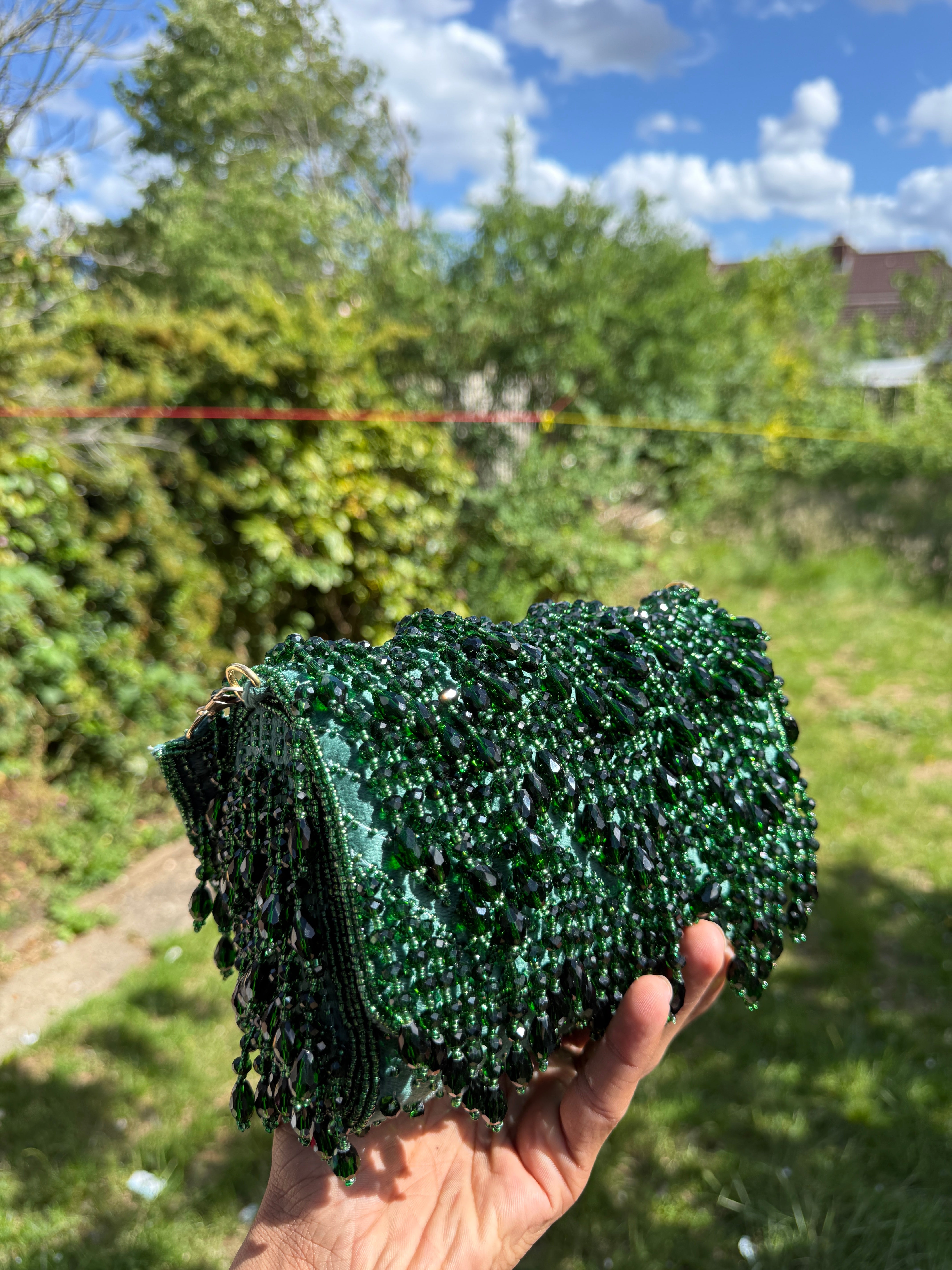 Luxury Crystal Fringe Evening Clutch Bag | Handmade Beaded Party Purse | Black, Emerald Green, Champagne Gold, Crystal White & Ruby Red🤍🖤💚❤️🧡