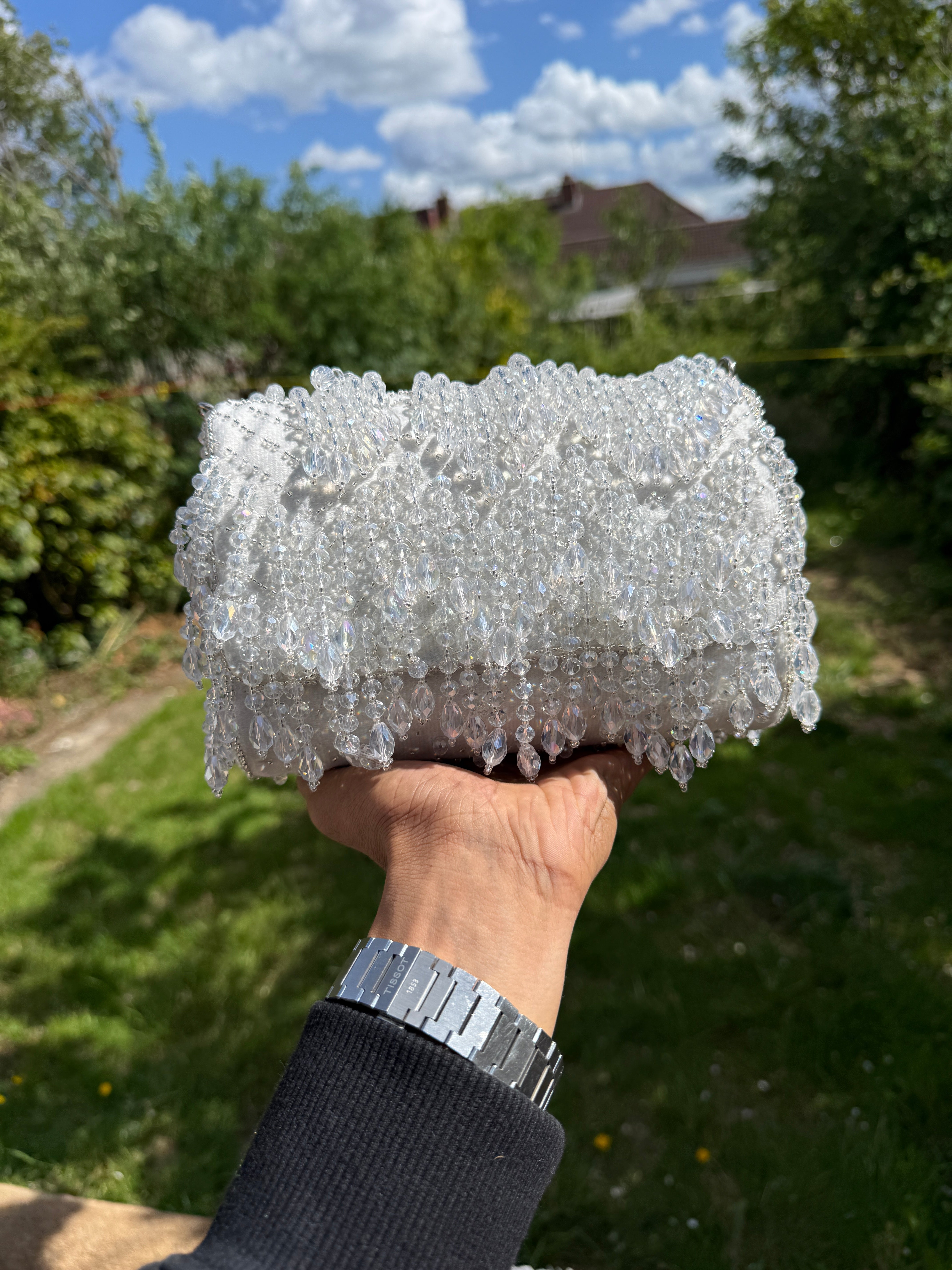 Luxury Crystal Fringe Evening Clutch Bag | Handmade Beaded Party Purse | Black, Emerald Green, Champagne Gold, Crystal White & Ruby Red🤍🖤💚❤️🧡