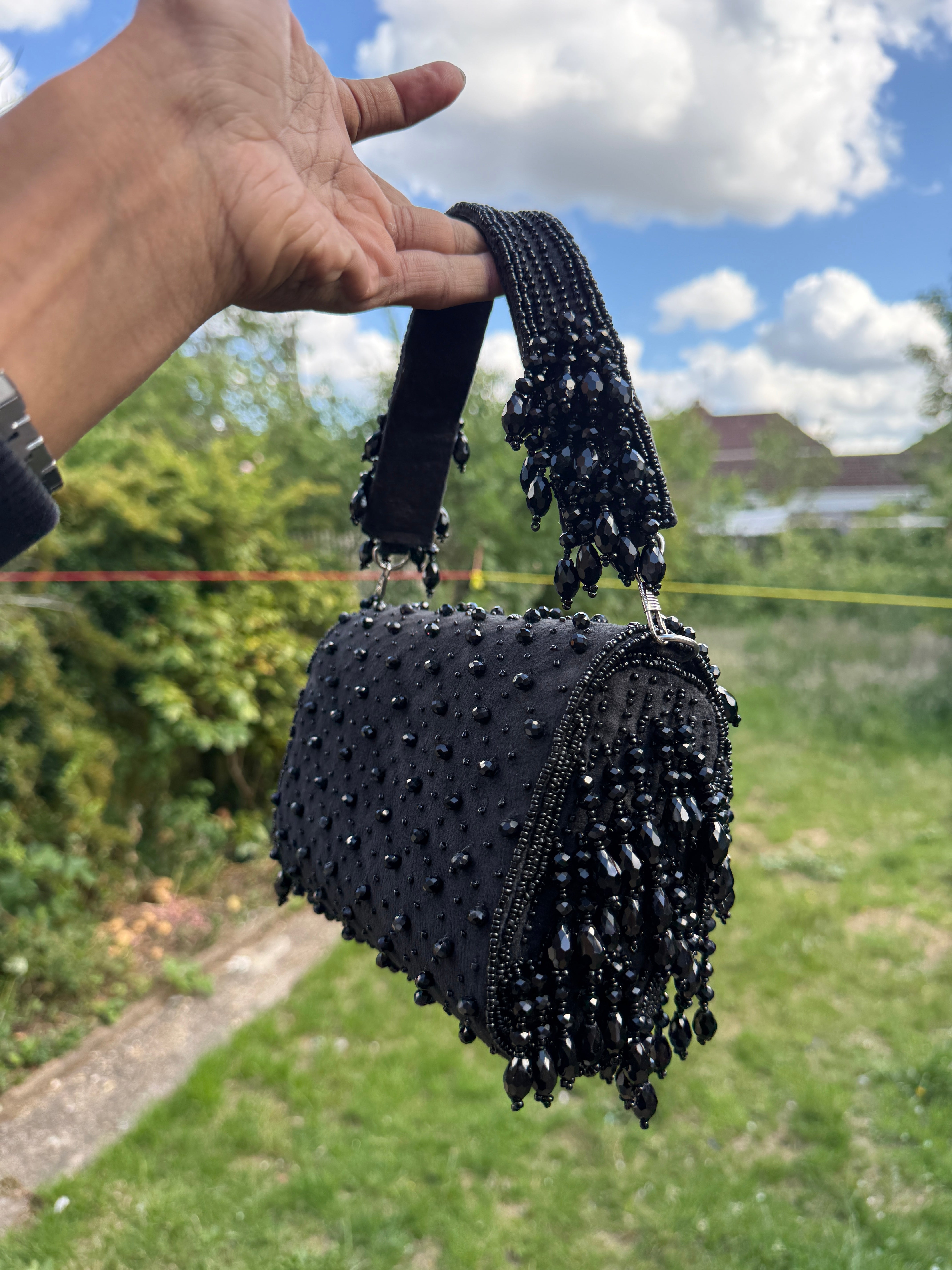 Luxury Crystal Fringe Evening Clutch Bag | Handmade Beaded Party Purse | Black, Emerald Green, Champagne Gold, Crystal White & Ruby Red🤍🖤💚❤️🧡